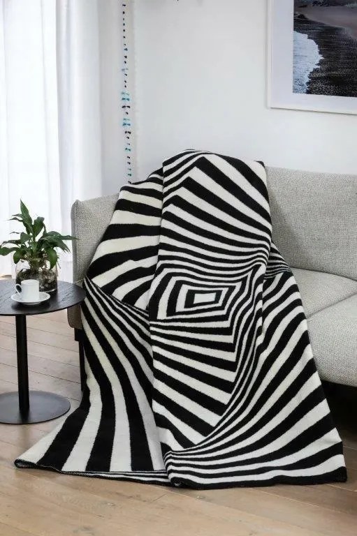 Pamut akril takaró 150x200 1707/1 geometria fekete fehér pléd ágytakaró