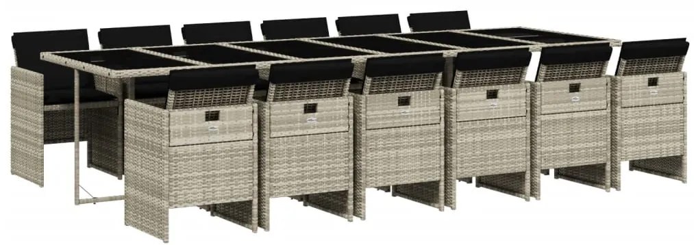 vidaXL 13 részes szürke polyrattan kerti étkezőgarnitúra párnákkal