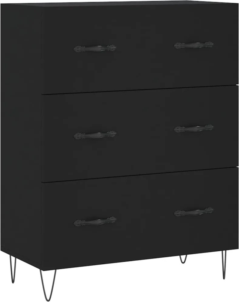 vidaXL fekete szerelt fa tálalószekrény 69,5 x 34 x 90 cm