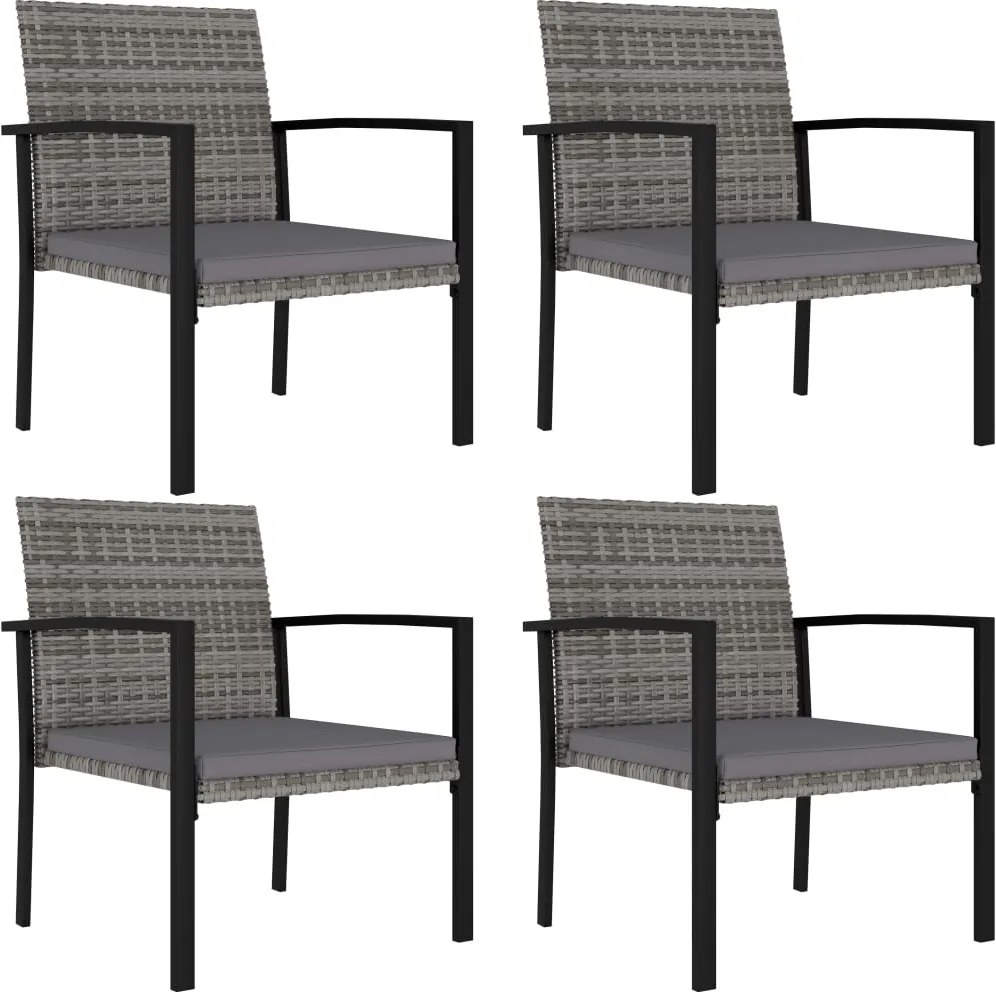 vidaXL 4 db szürke kerti polyrattan étkezőszék