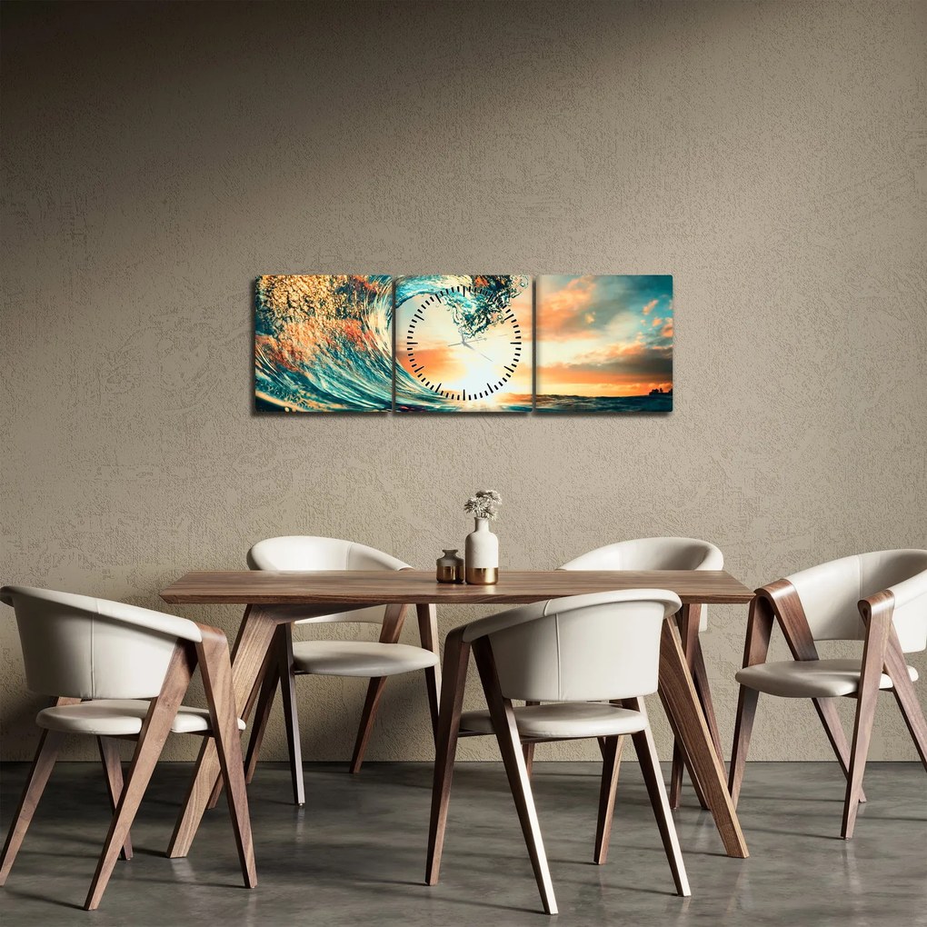 Kép - Hullám (órával) (90x30 cm)