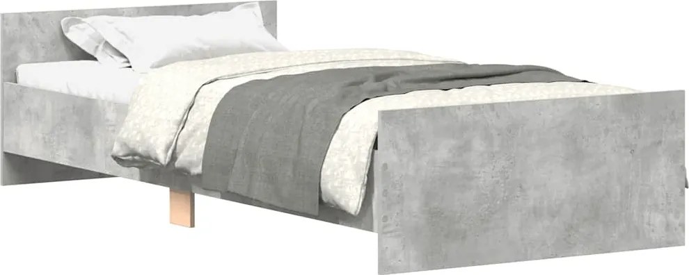 vidaXL betonszürke szerelt fa ágykeret 90 x 200 cm
