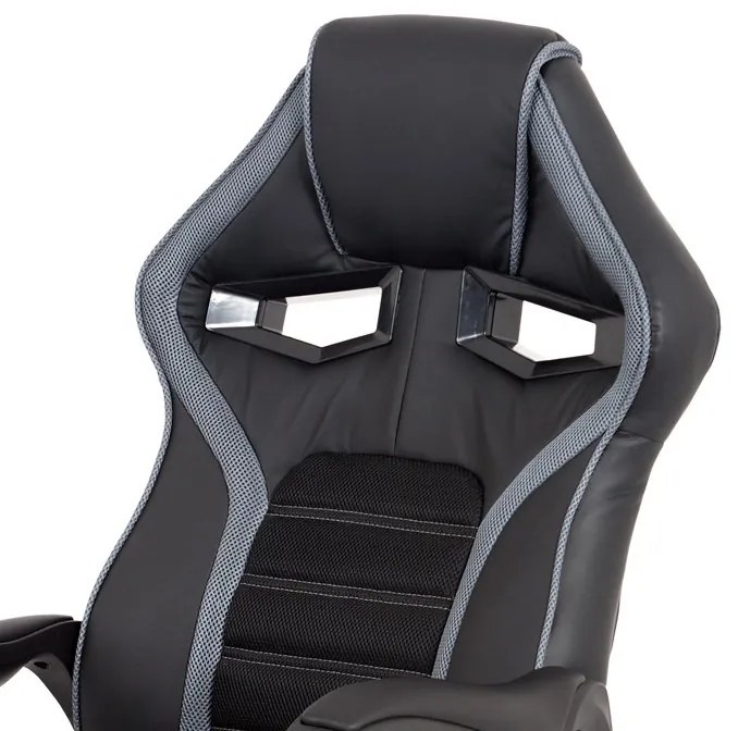 Gamerszék, Fekete Ekobőr, Hinta Mechanikával. KA-G406 GREY