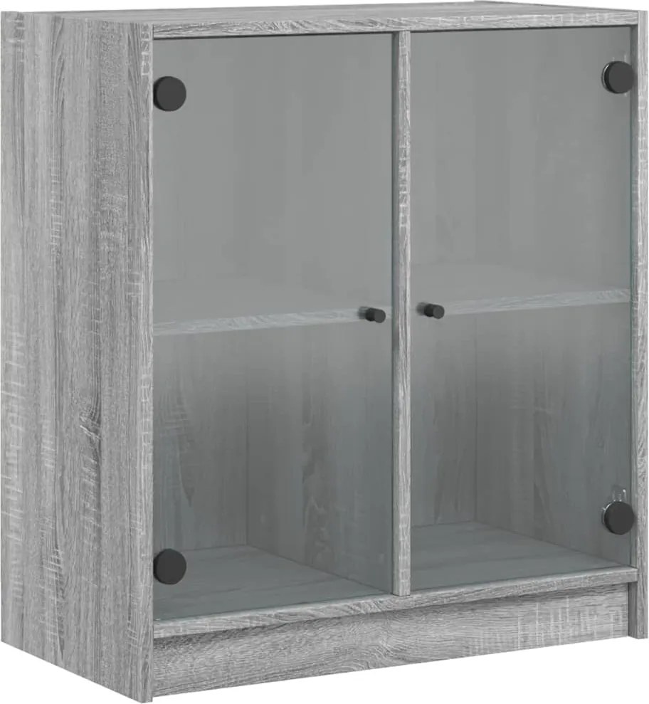 vidaXL szürke sonoma színű kisszekrény üvegajtókkal 68 x 37 x 75,5 cm