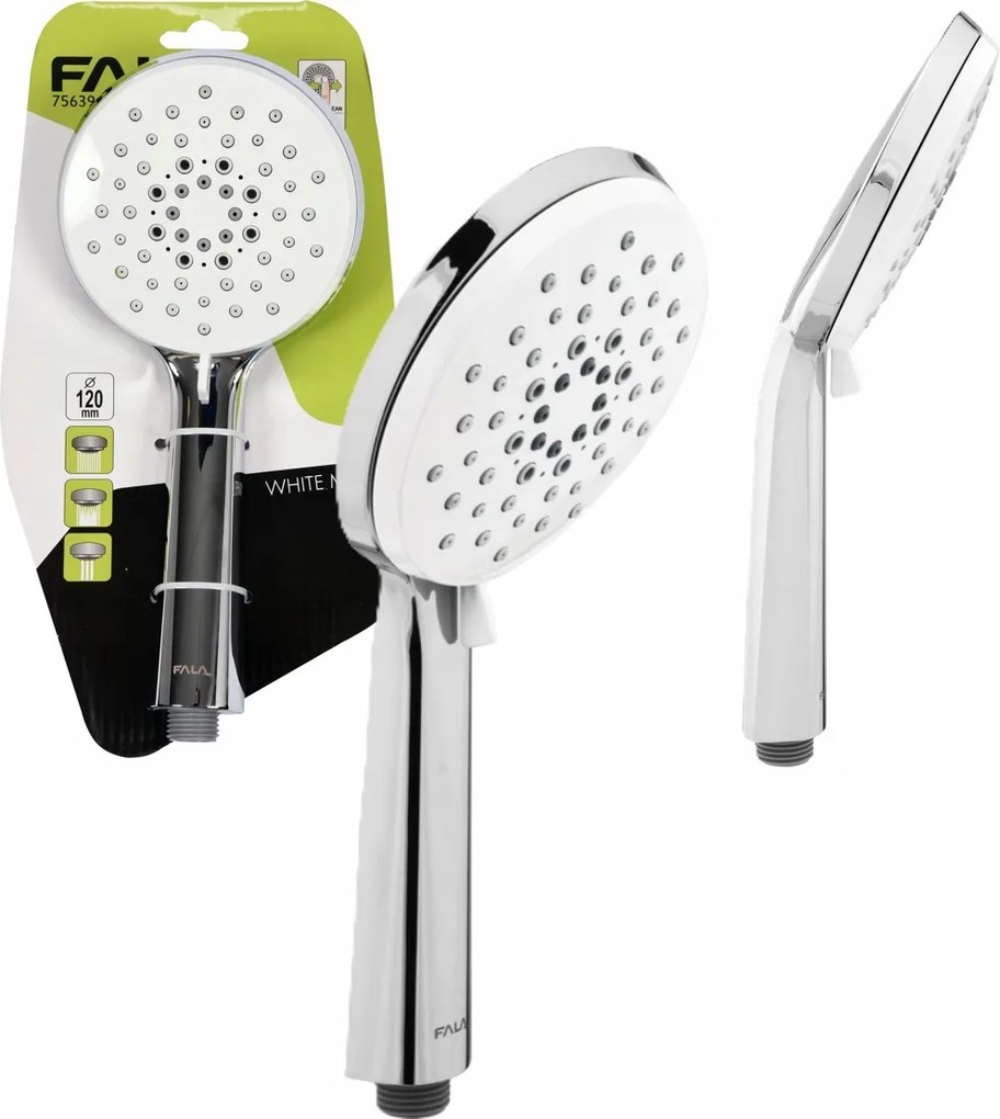 Zuhanyfej 3 Funkciós Fehér Hold Króm Fala 75639