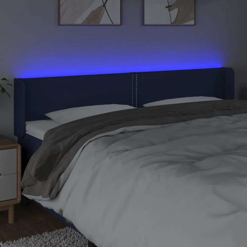kék szövet LED-es fejtámla 203 x 16 x 78/88 cm