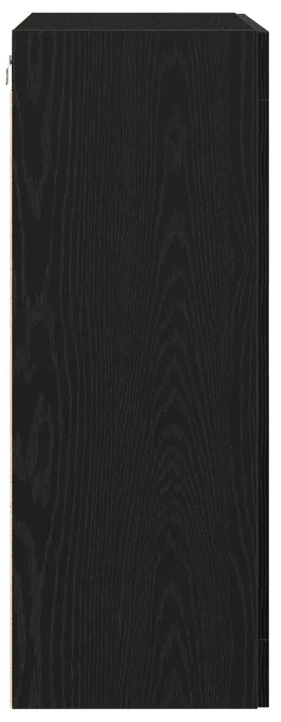 Fali Szekrény Üvegajtókkal Fekete Tölgy 69,5x34x90 cm