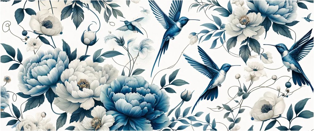 Kép - Kolibrikok virágokkal (120x50 cm)