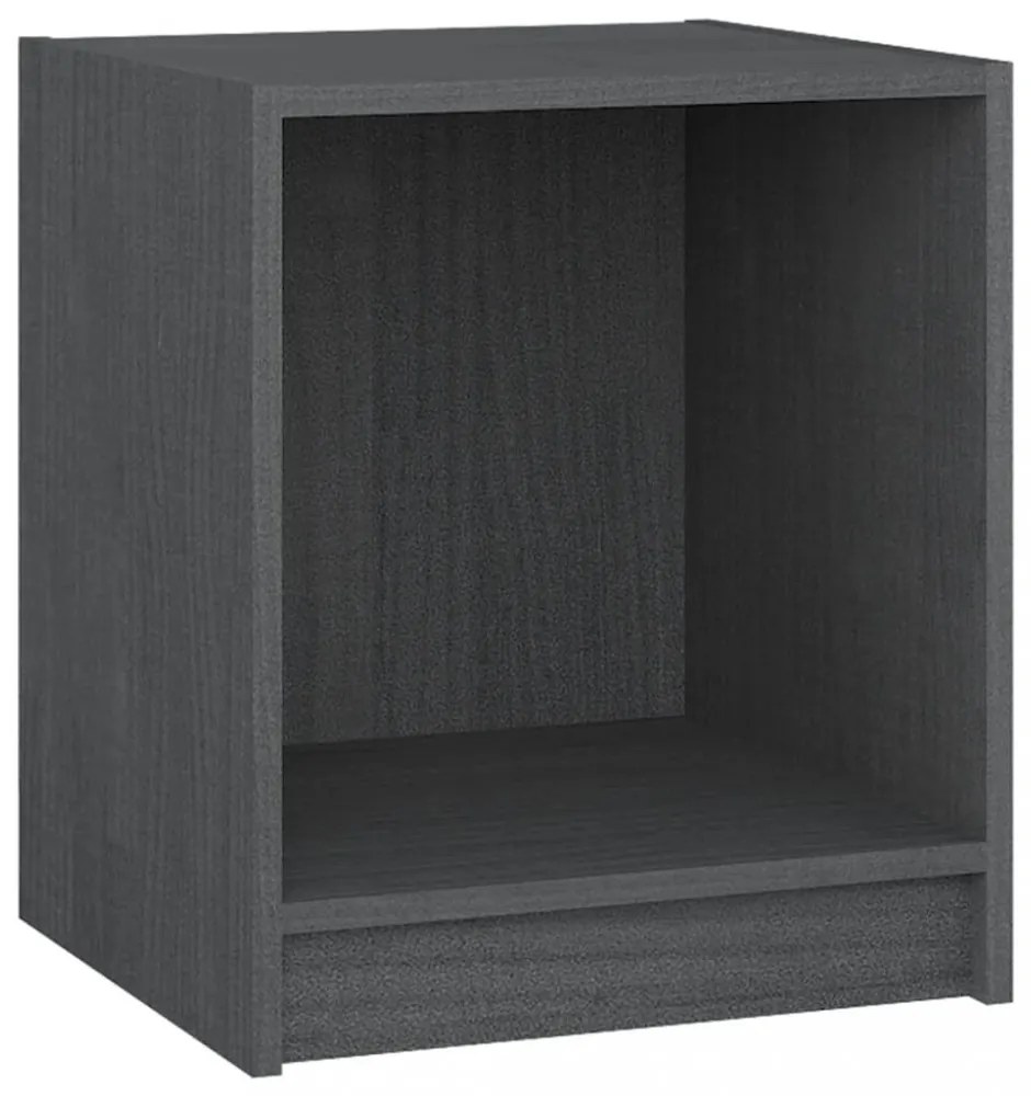 2 db szürke tömör fenyőfa éjjeliszekrény 35,5 x 33,5 x 41,5 cm