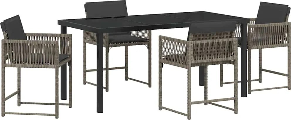 vidaXL Kert étkező szett 5 pcs Szürke polirattan