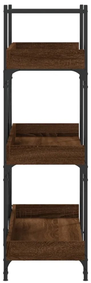 3-szintes barna tölgy szerelt fa könyvespolc 100x33x108,5 cm