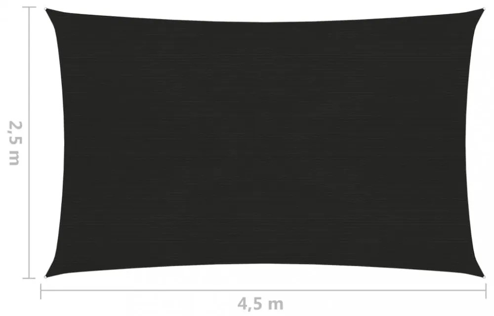 fekete HDPE napvitorla 160 g/m² 2,5 x 4,5 m