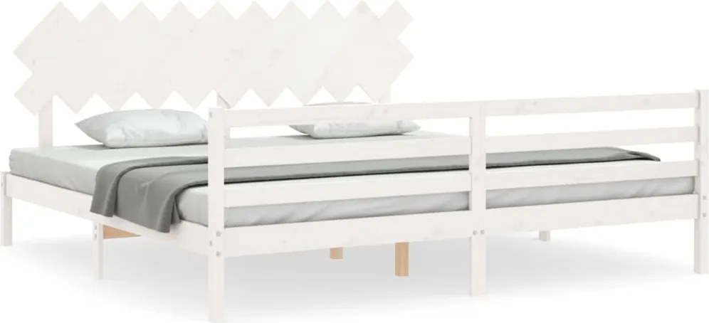 vidaXL tömör fa ágykeret fejtámlával 200 x 200 cm