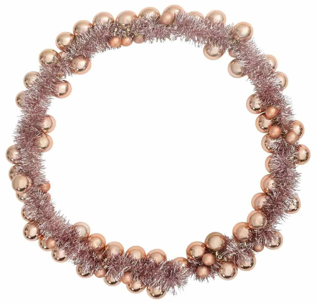 Karácsonyi gömb girland Rózsaarany 186 cm Polisztirol
