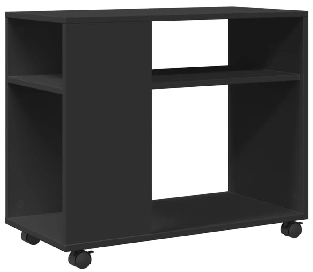 fekete szerelt fa kisasztal kerekekkel 70 x 35 x 60 cm