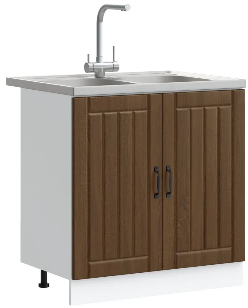 Konyhaszekrény ""Lucca"" Két Medencével Barna Tölgy Műanyag