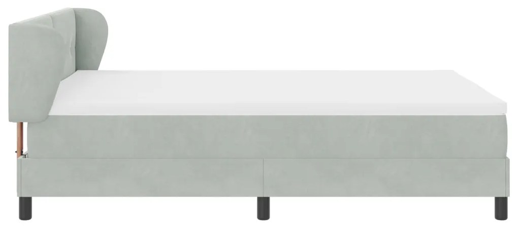 Boxspring Ágy Matrac Kép Sötétszürke 140x200 cm Bársony
