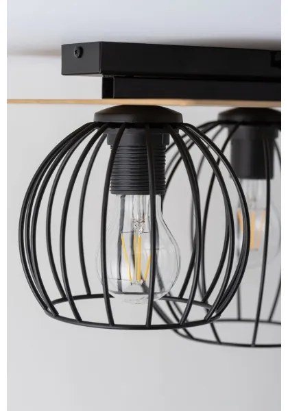 Csillár CYBER 2xE27/60W/230V fa/fekete