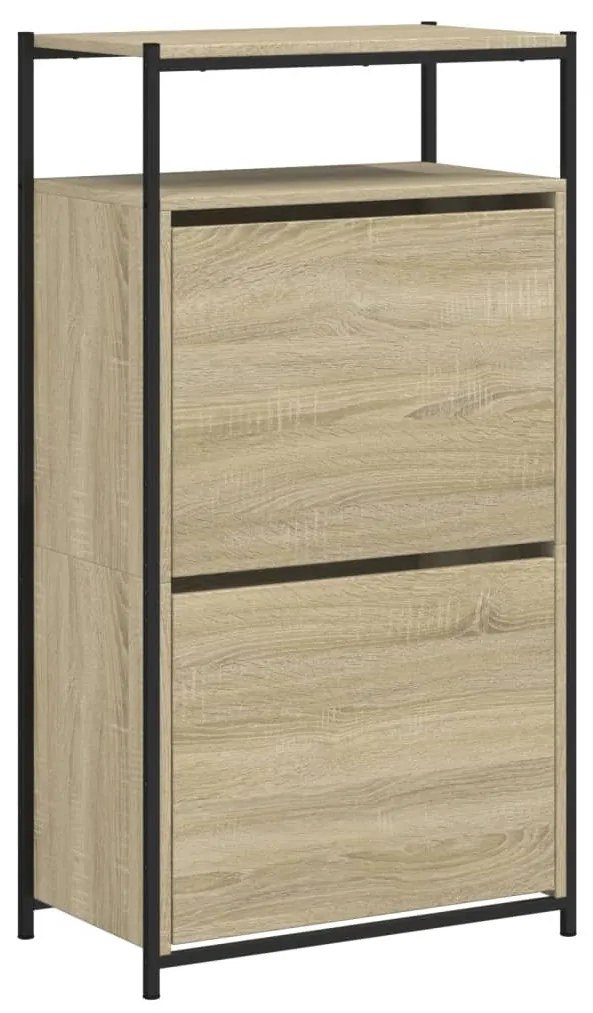 sonoma tölgy színű szerelt fa cipőszekrény 60x34x112 cm