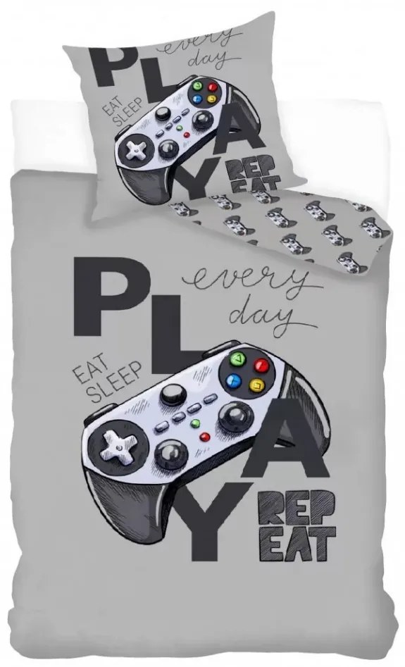 Gamer Grey ágyneműhuzat 140×200cm, 70×90 cm