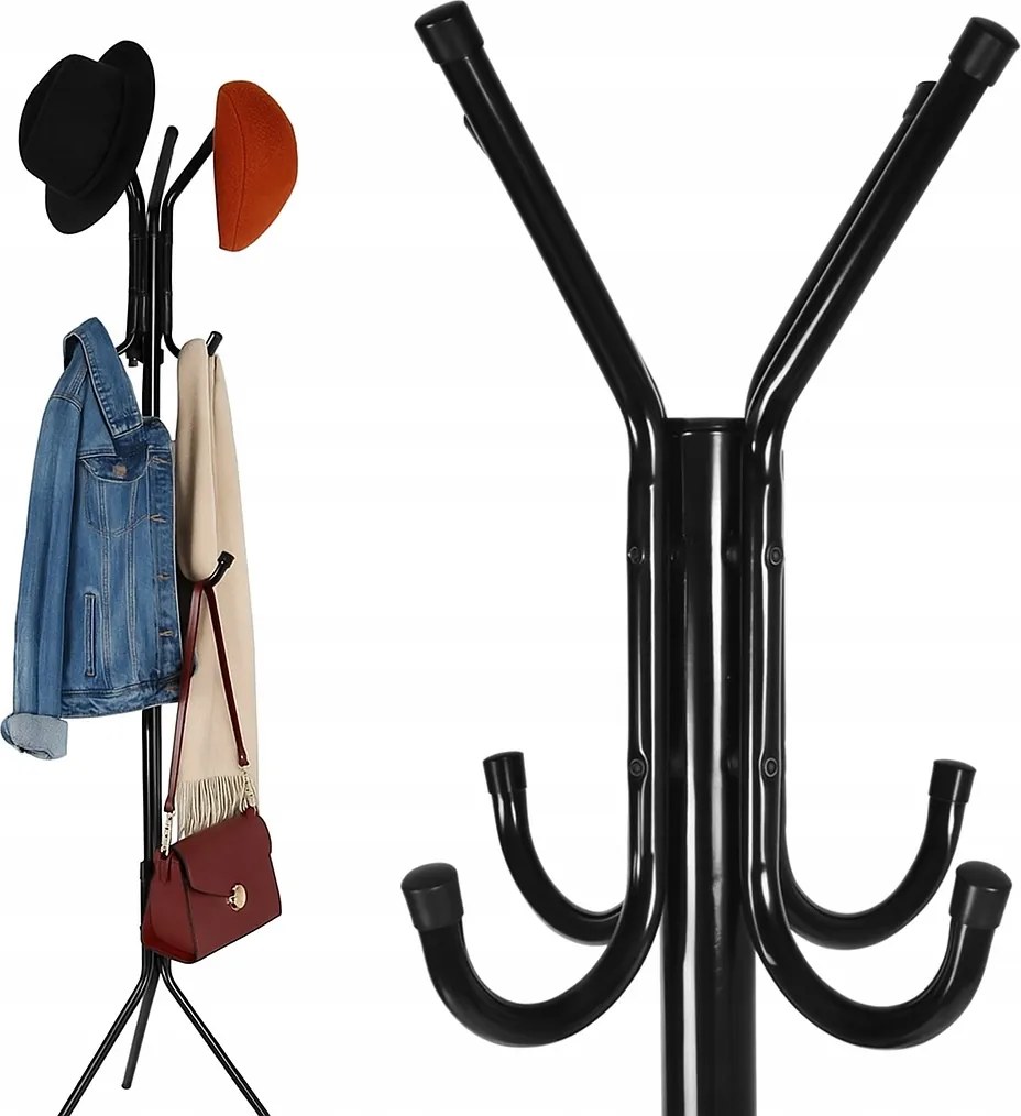 Padló Akasztó Álló Ruha Kabát Loft Fekete Fém Állvány