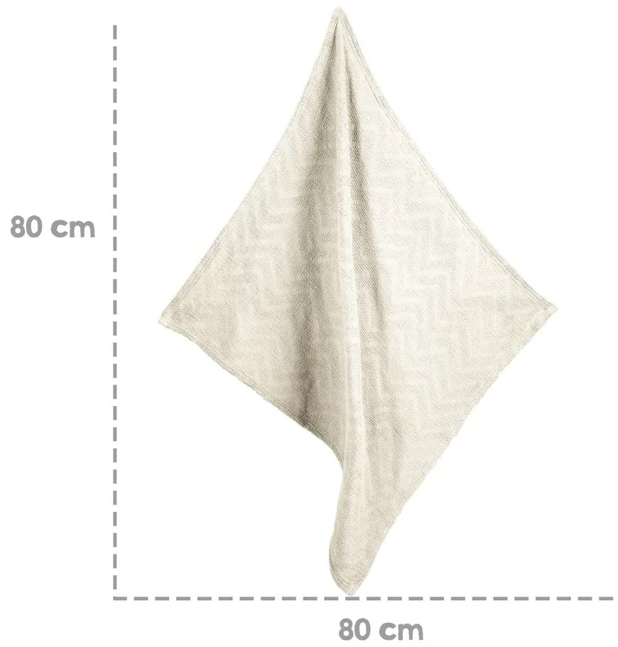 Krémszínű bio pamut kötött gyerek takaró 80x80 cm Seashells – Roba