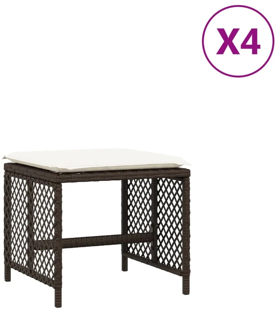 4 db barna polyrattan kerti szék párnával 41 x 41 x 36 cm