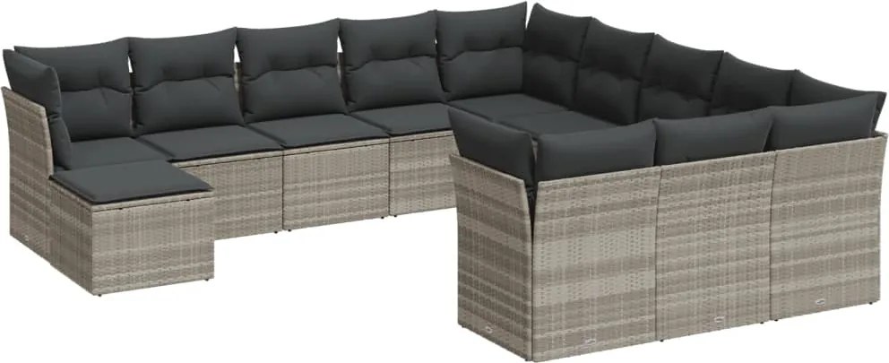 vidaXL 12 részes világosszürke polyrattan kerti ülőgarnitúra párnával