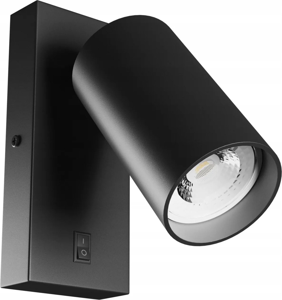 Fali lámpa Tubo kapcsolóval, fekete, Led kapcsolóval