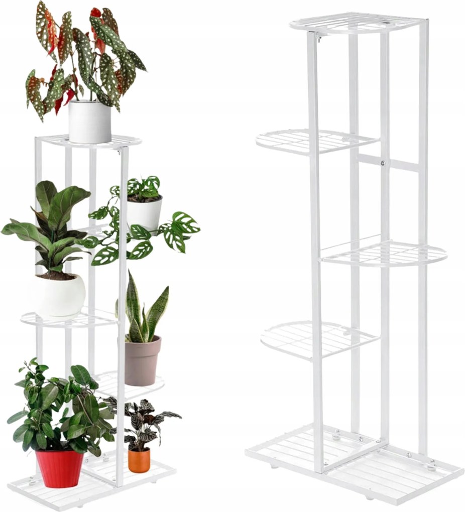 Univerzális álló virágágyás Virágtartó Állvány fém 6 szint 97 cm Fehér