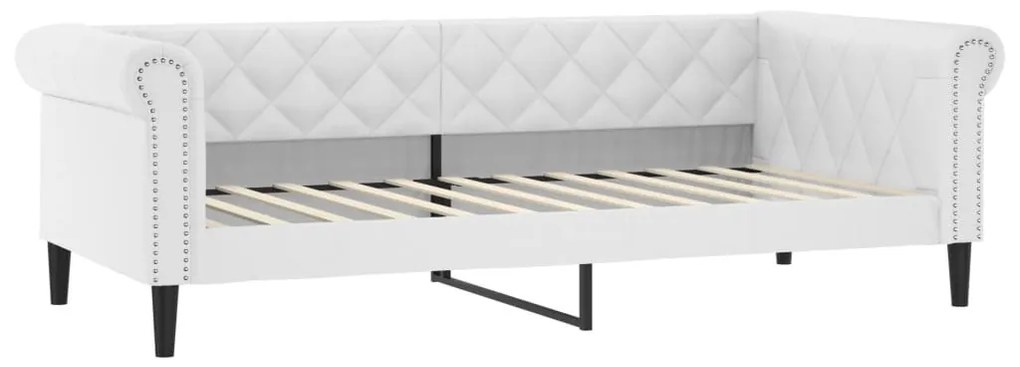 fehér műbőr heverő matraccal 90 x 200 cm