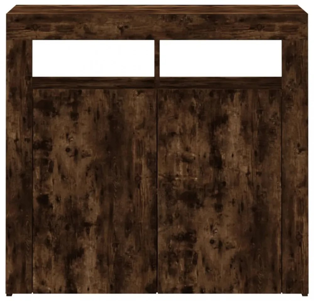 füstös tölgy színű tálalószekrény LED-ekkel 80 x 35 x 75 cm