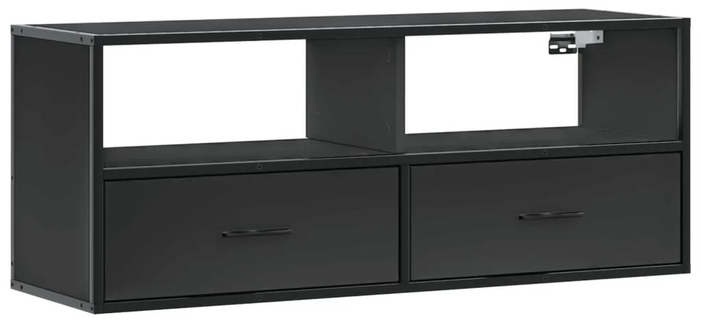 fekete szerelt fa és fém TV-szekrény 100x31x39,5 cm