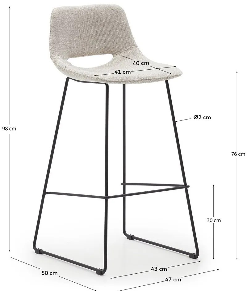 Bézs bárszék (ülésmagasság 76 cm) Zahara – Kave Home