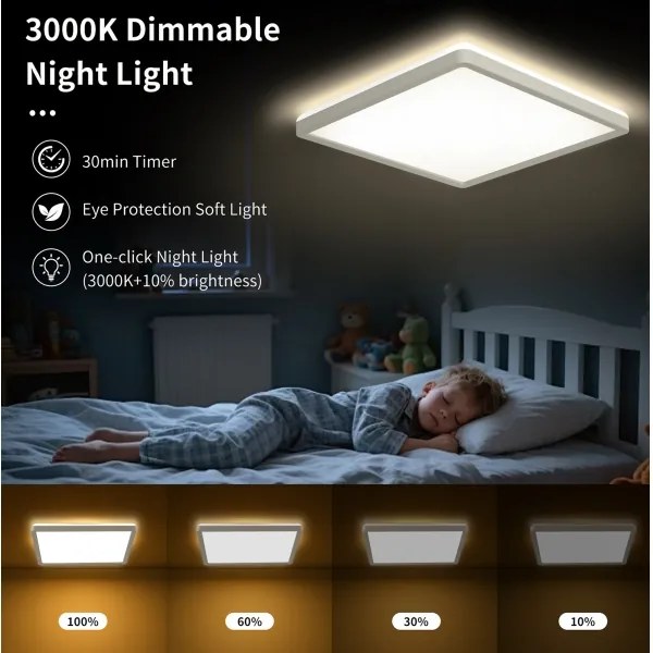Brilagi - ULTRA SLIM LED dimmelhető lámpatest, 18W/230V, 30x30 cm, fehér + távirányító
