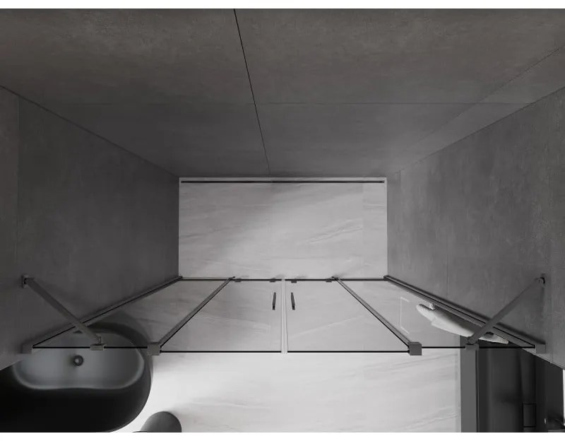 Mexen Velar Duo, tolózuhanyajtó nyitáshoz 180 cm, 8 mm szürke üveg, polírozott grafit, 871-180-000-42-66