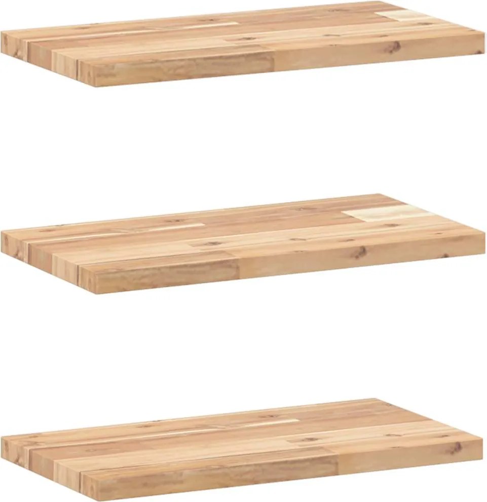 vidaXL 3 db kezeletlen tömör akácfa függőpolc 40 x 20 x 2 cm