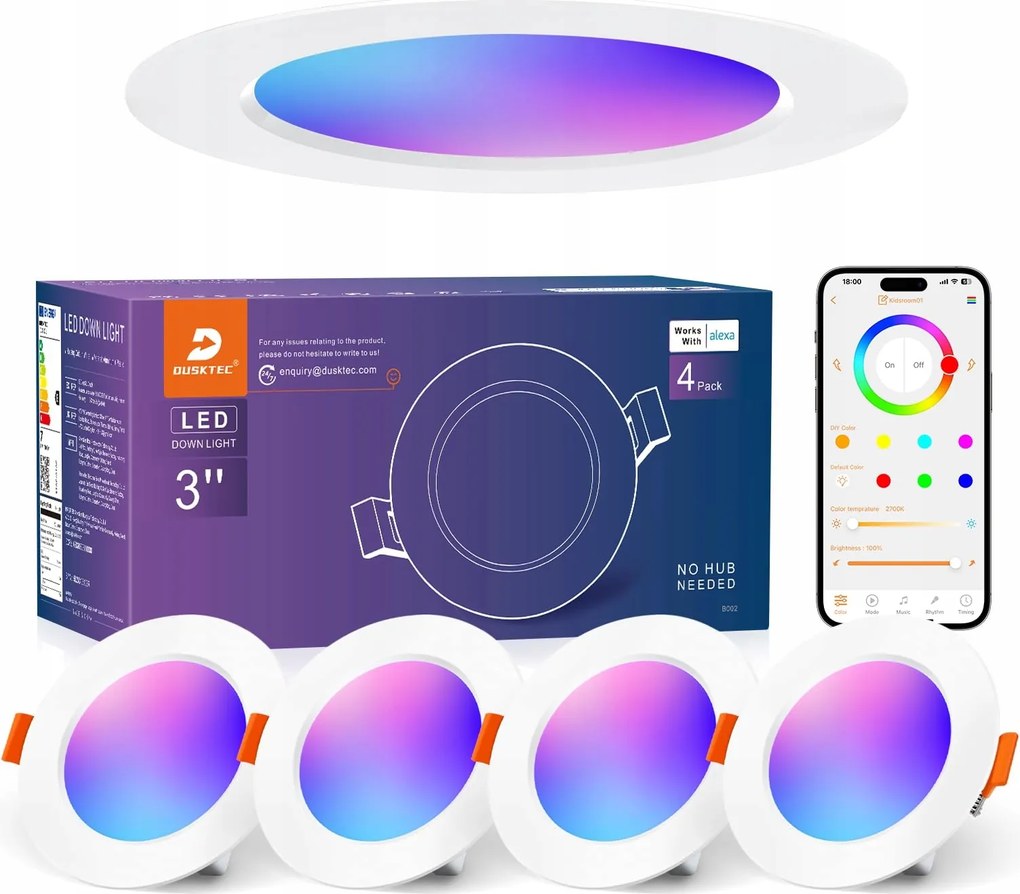 Mennyezeti spotlámpa Dusktec Led spot 10W Rgbw 230V IP44 App vezérelt 4 db