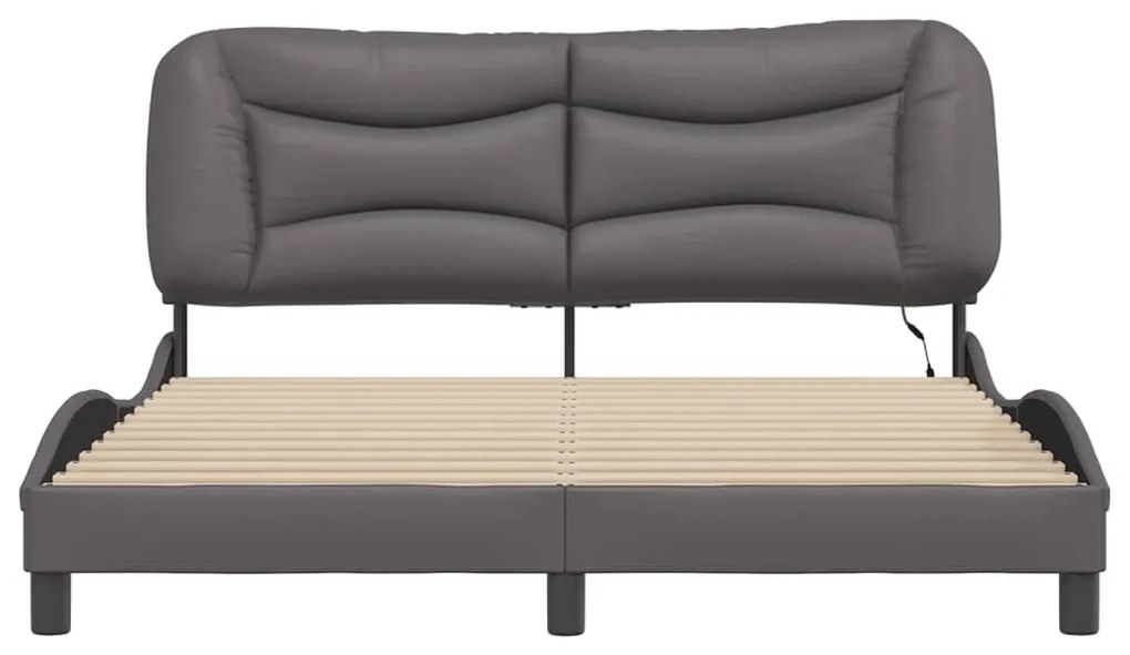 szürke ágykeret LED-ekkel matrac nélkül Hvar 160 x 200 cm