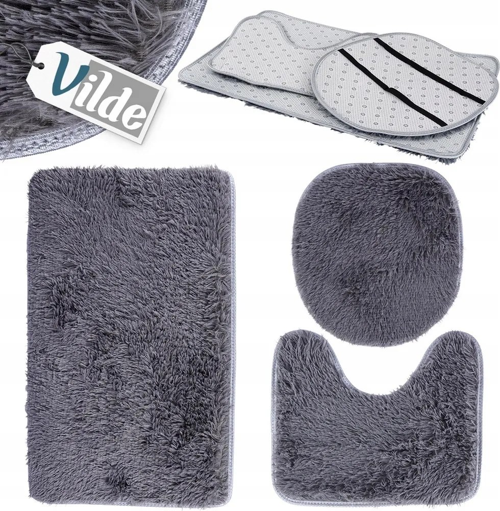 Fürdőszobai szett szőrös puha szőnyeg fürdőszobai deszka rátét