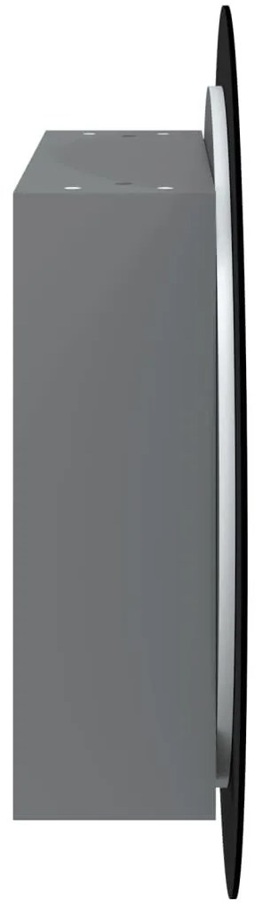 szürke fürdőszobaszekrény kerek tükörrel/LED-del 54x54x17,5 cm