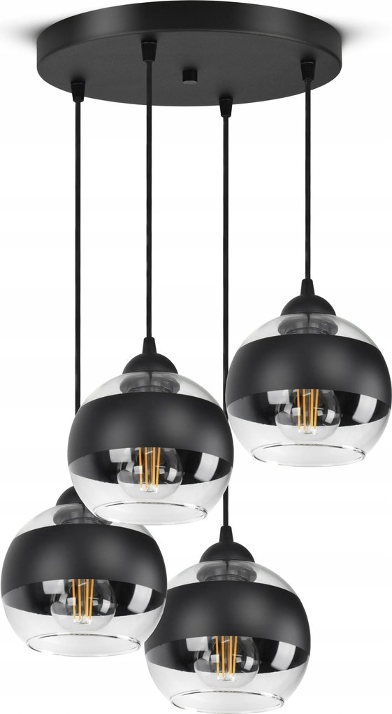 Mennyezeti Függő Lámpa Csillár Fekete Üveg Gömbök Black Belt EZ4 Led E27