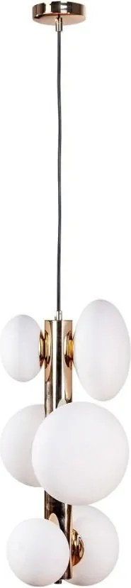 Arany cső függőlámpa fehér üvegbúrákkal Omi 1195 Zuma Line