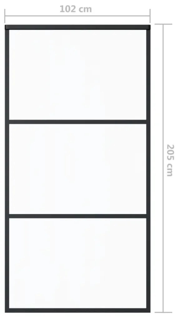 Fekete ESG üveg és alumínium tolóajtó 102 x 205 cm