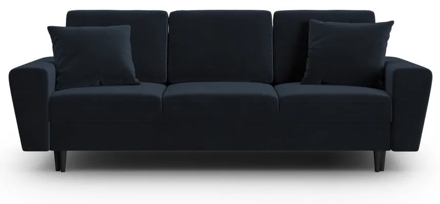 Sötétkék bársony kinyitható tárolóhelyes kanapé 235 cm Kyoto – Cosmopolitan Design