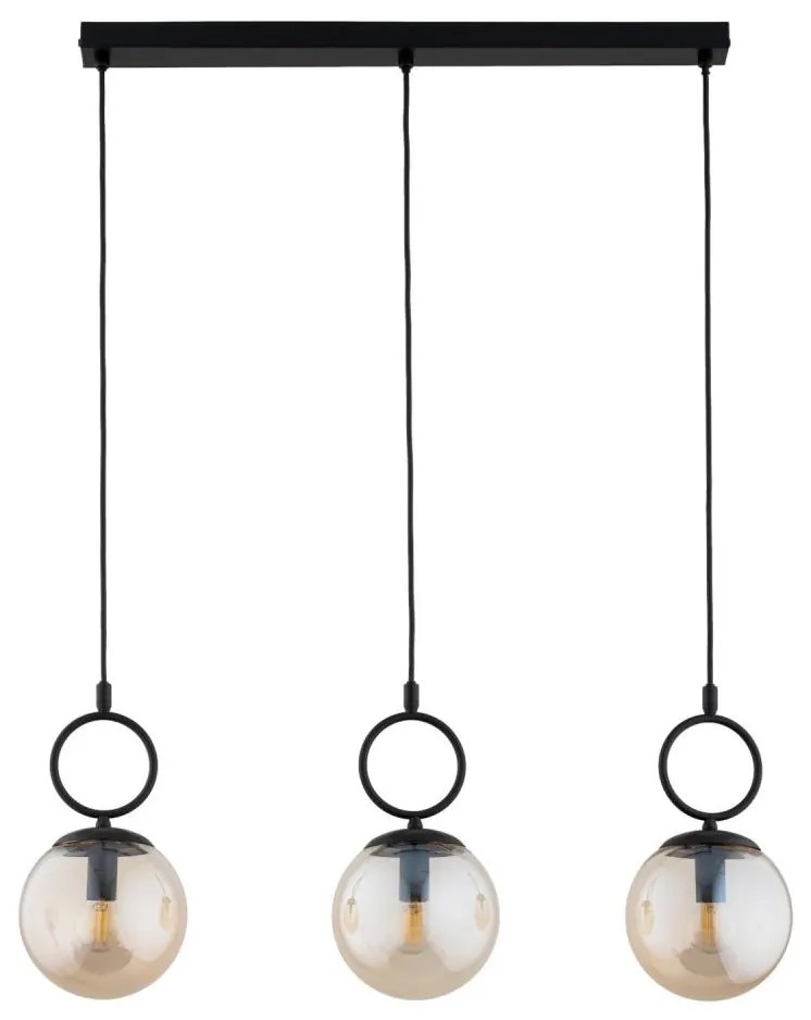 Csillár zsinóron SITRO 3xE14/10W/230V fekete/füstös bézs