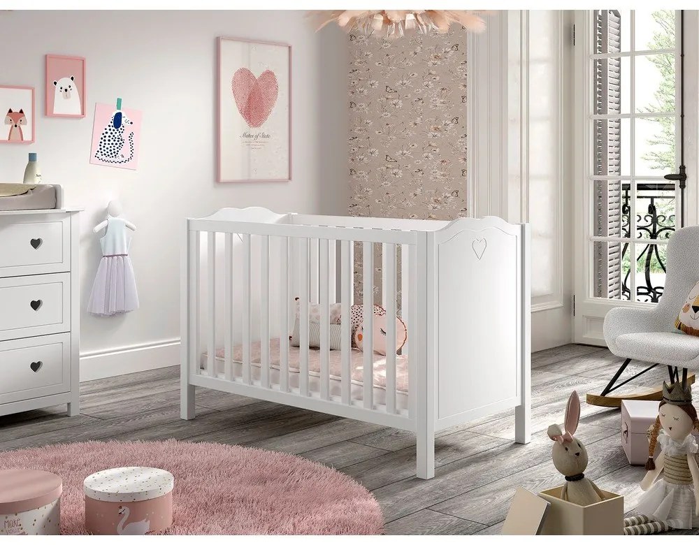 Fehér borovi fenyő babaágy 60x120 cm Amori – Vipack