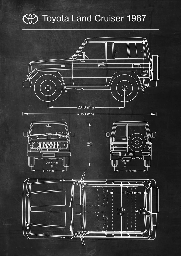 Poszter Toyota Land Cruiser 1987 Retro Patent