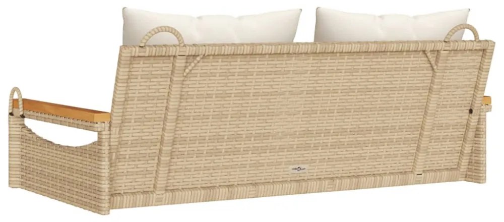 bézs polyrattan hintapad párnákkal 109 x 62 x 40 cm