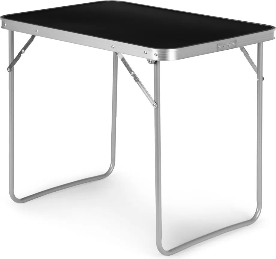 Kerti asztal, MultiGarden GMFC-FY8060, fekete, 80 x 60 cm, összecsukható, magasság: 70 cm, bőrönddé hajtható, hordfogantyúval, teherbírás: 30 kg